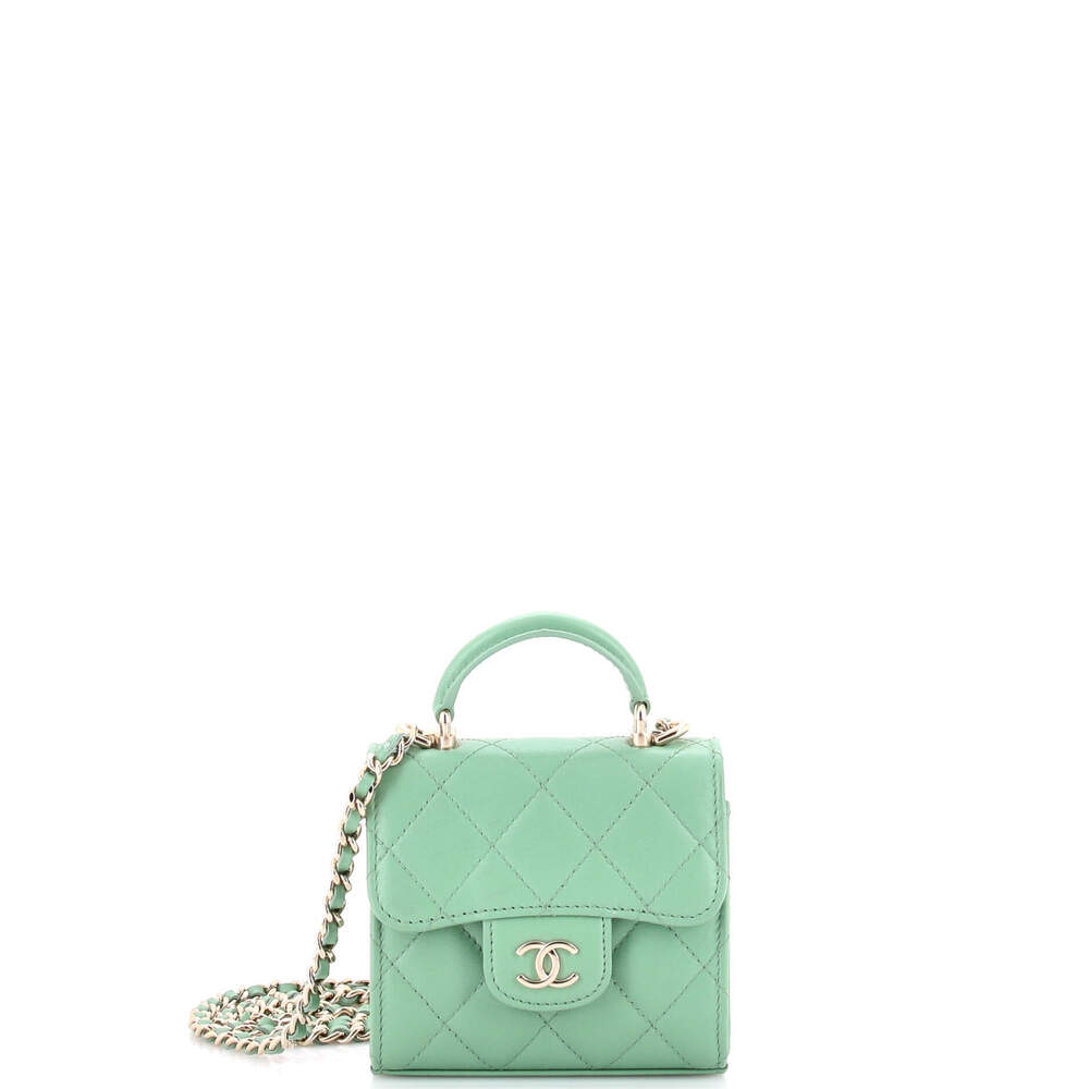 Chanel Square Classic Flap Top Handle Clutch with Chain